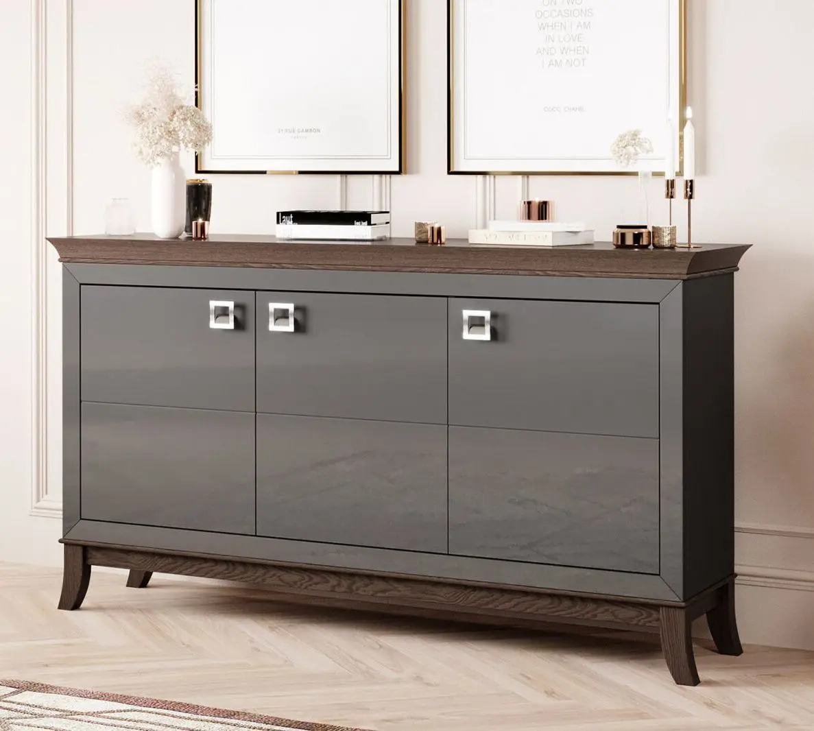 Tumba Helvetia Tisaro 3D (Anthracite Gloss/Chocolate Oak)