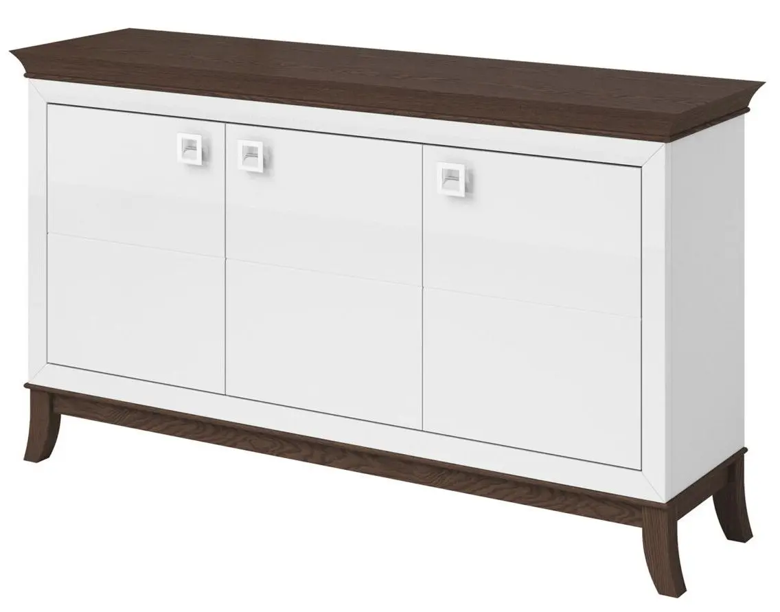 Tumba Helvetia Tisaro 3D (White Gloss/Chocolate Oak)