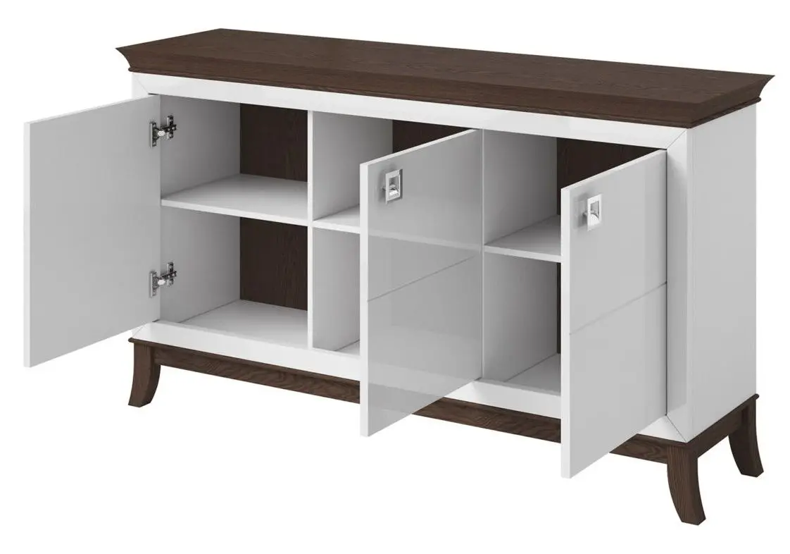 Tumba Helvetia Tisaro 3D (White Gloss/Chocolate Oak)