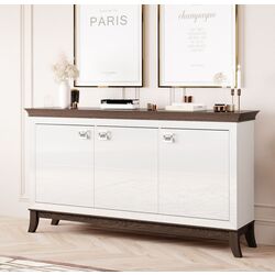 Tumba Helvetia Tisaro 3D (White Gloss/Chocolate Oak)