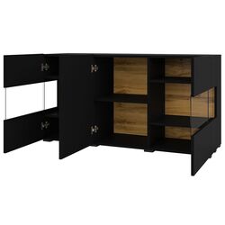 Тумба-витрина Helvetia Ava №25 3D (Black/Wotan Oak) Thumb