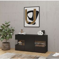 Тумба-витрина Helvetia Ava №25 3D (Black/Wotan Oak) Thumb