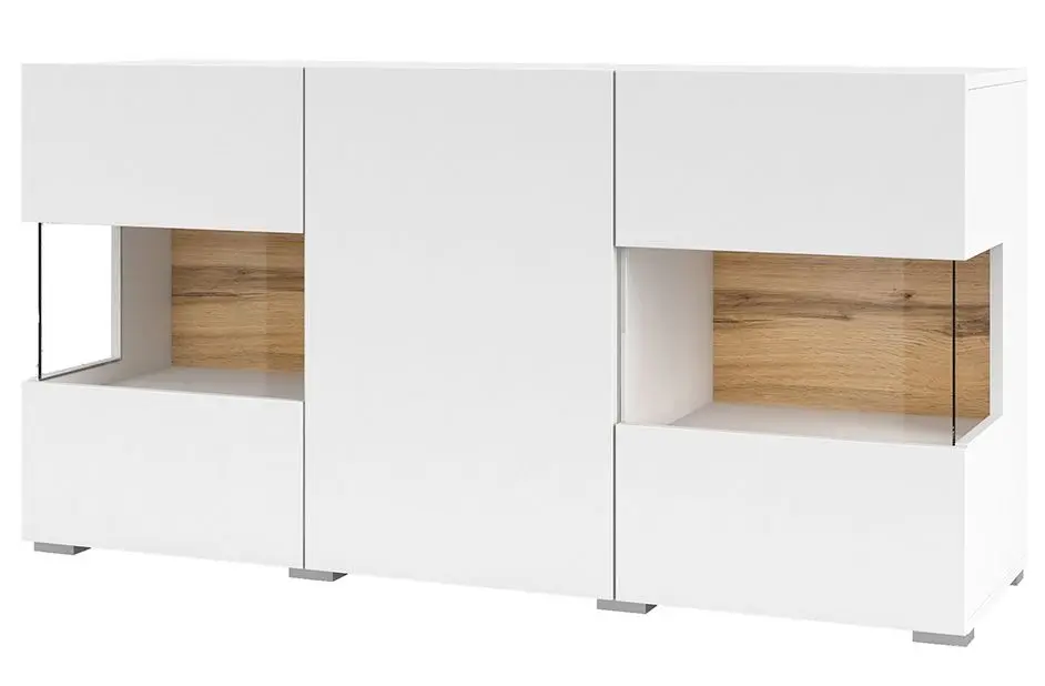 Тумба-витрина Helvetia Ava №25 3D (White/Wotan Oak)