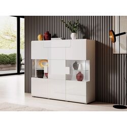 Тумба-витрина Helvetia Toledo №46 3D1S (White/White Gloss) Thumb