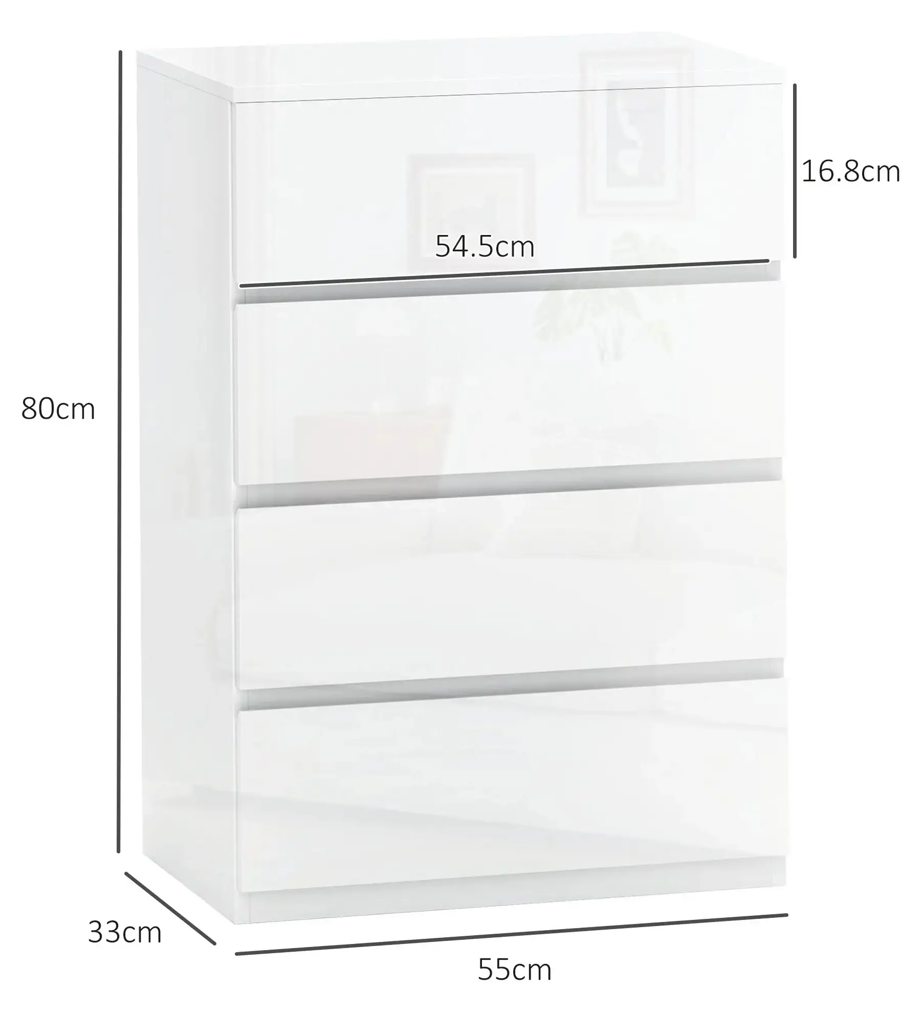 Comoda Homcom 831-337V88WT (White Gloss) - 6