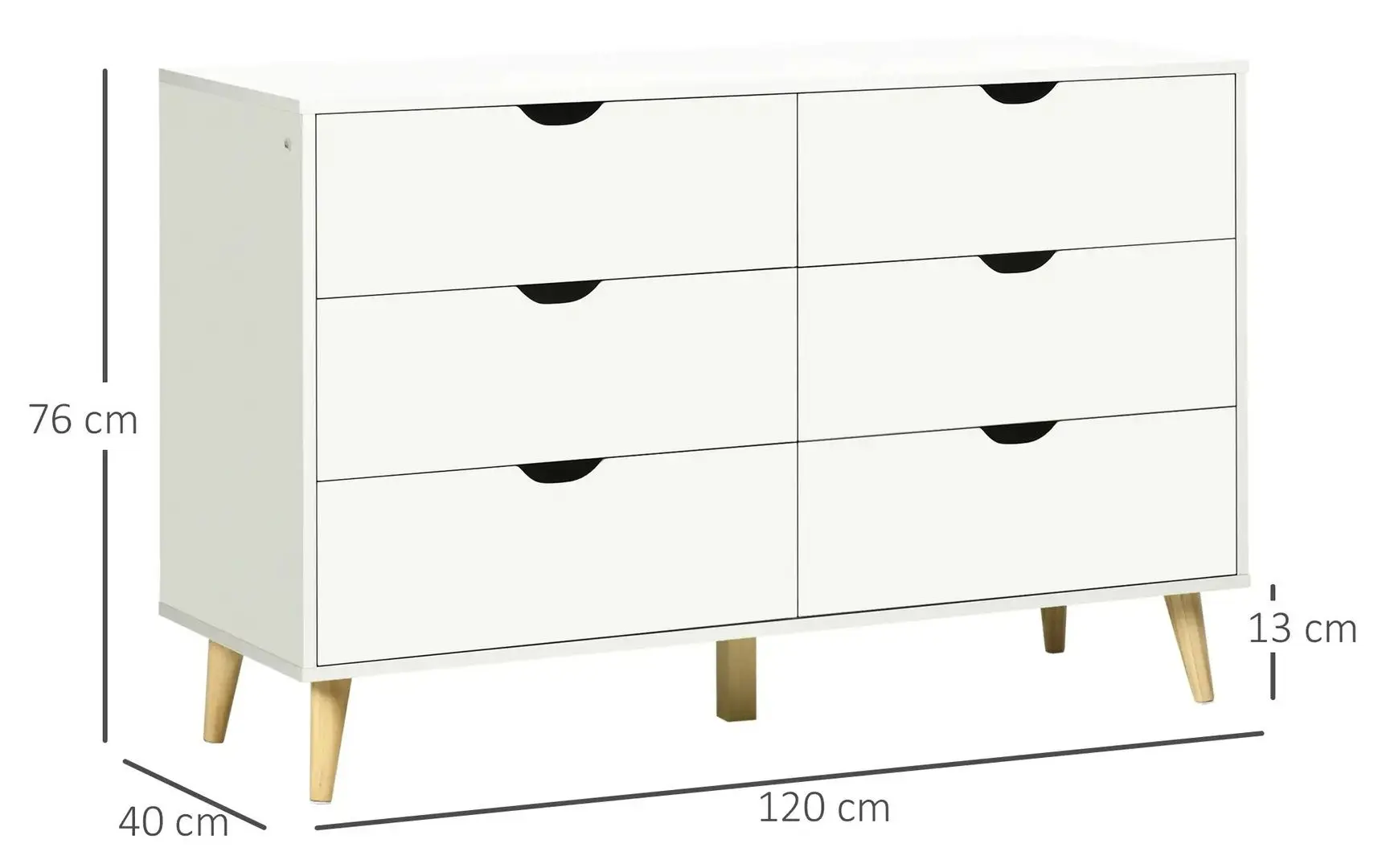 Comoda Homcom 831-595V01WT 120x40x76 cm (White/Oak)