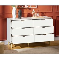 Comoda Homcom 831-595V01WT 120x40x76 cm (White/Oak) Thumb