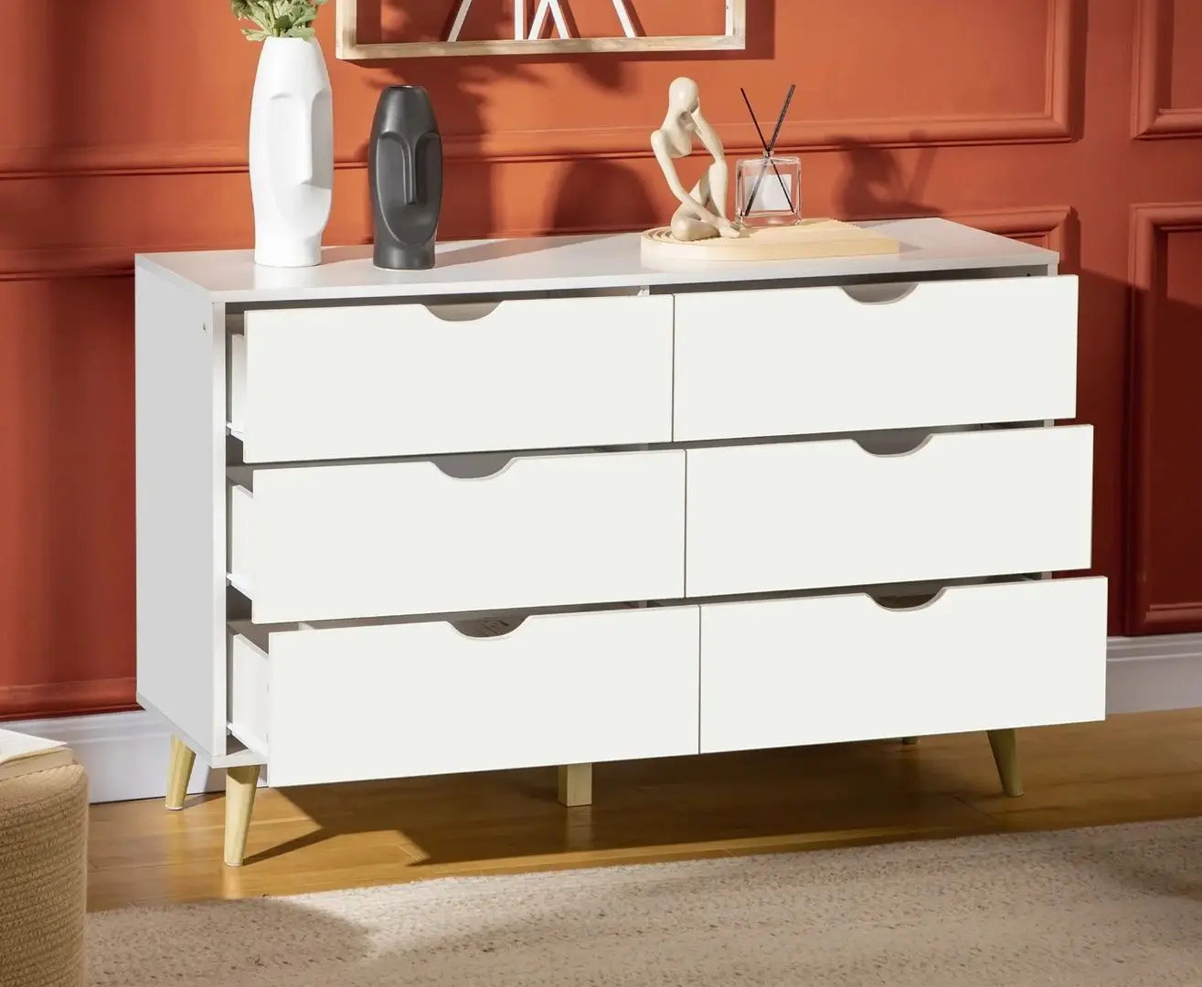 Comoda Homcom 831-595V01WT 120x40x76 cm (White/Oak)