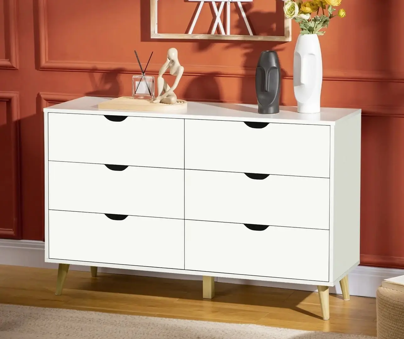 Comoda Homcom 831-595V01WT 120x40x76 cm (White/Oak)