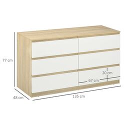 Комод Homcom 831-636V00WT 135x48x77 cm (Natural Oak/White) Thumb