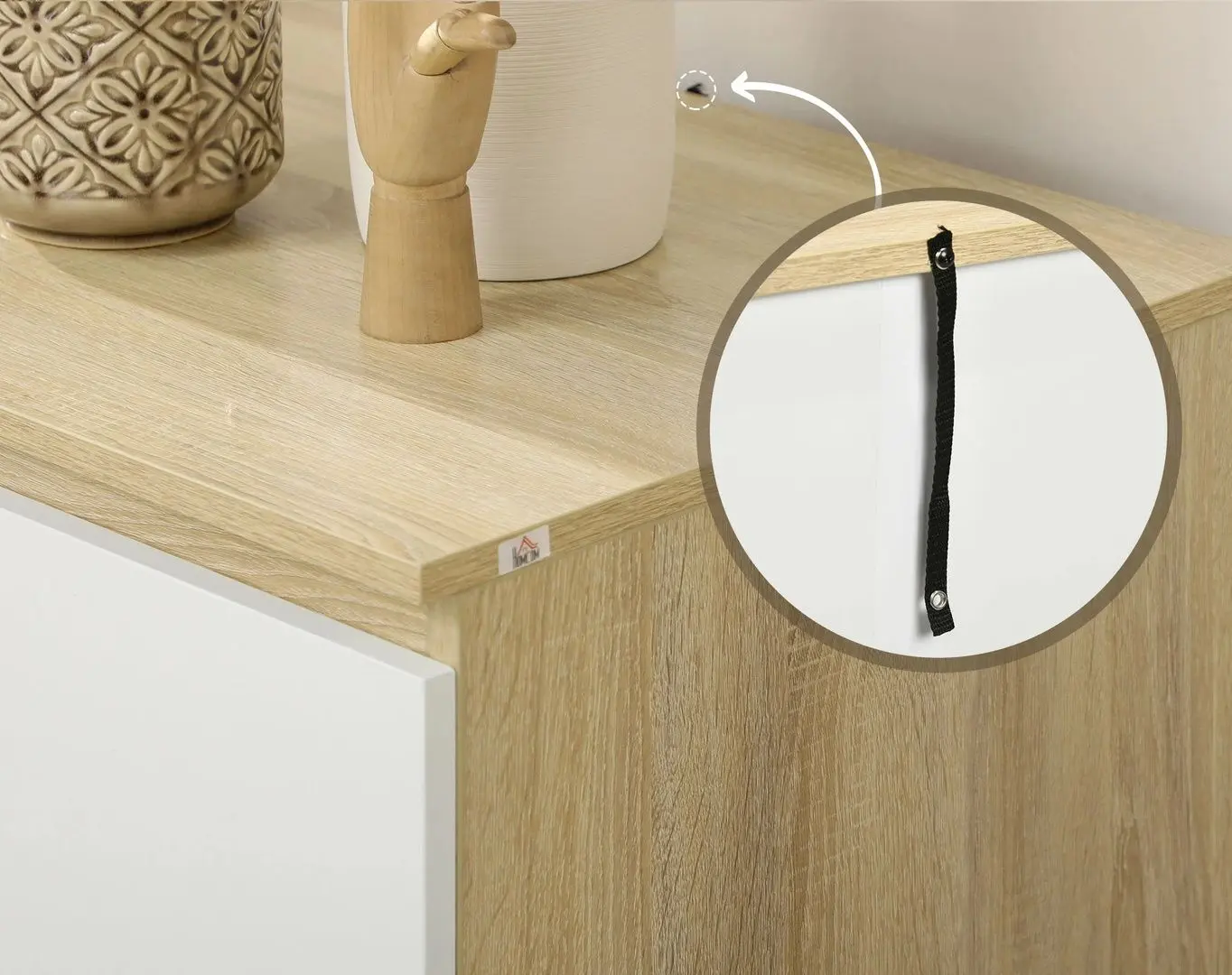 Комод Homcom 831-636V00WT 135x48x77 cm (Natural Oak/White)