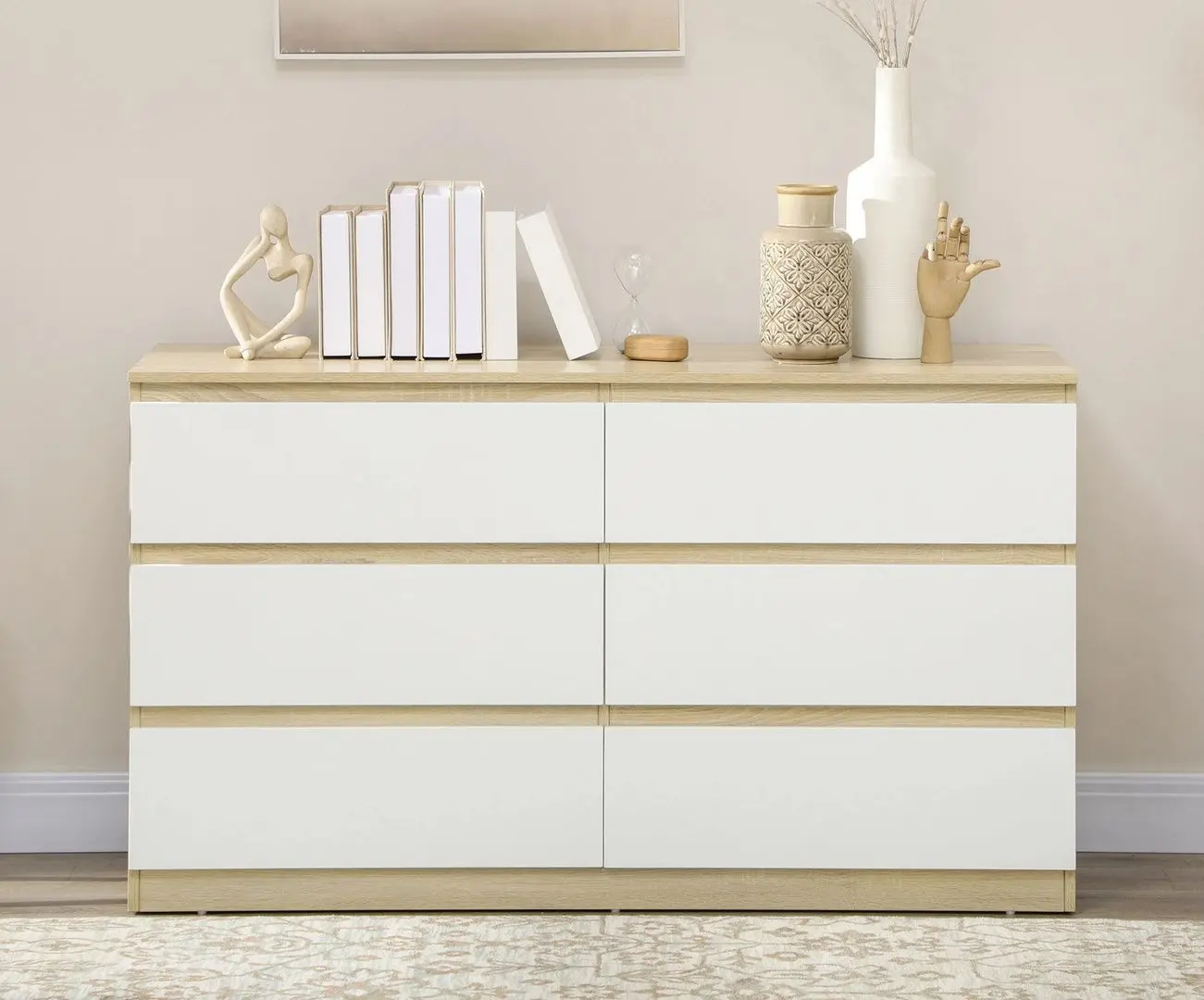 Комод Homcom 831-636V00WT 135x48x77 cm (Natural Oak/White)