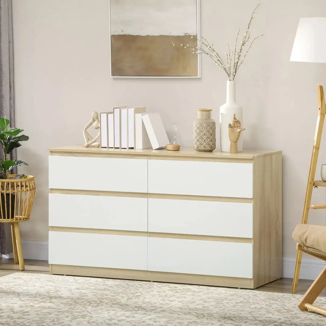 Комод Homcom 831-636V00WT 135x48x77 cm (Natural Oak/White)