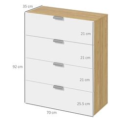 Комод Homcom 831-648V00WT 70x92x35 cm (Natural Oak/White Gloss) Thumb