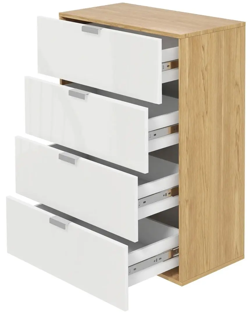 Комод Homcom 831-648V00WT 70x92x35 cm (Natural Oak/White Gloss)