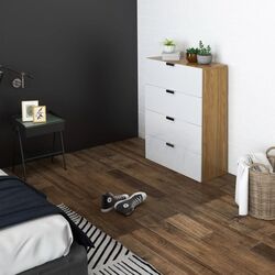 Комод Homcom 831-648V00WT 70x92x35 cm (Natural Oak/White Gloss) Thumb