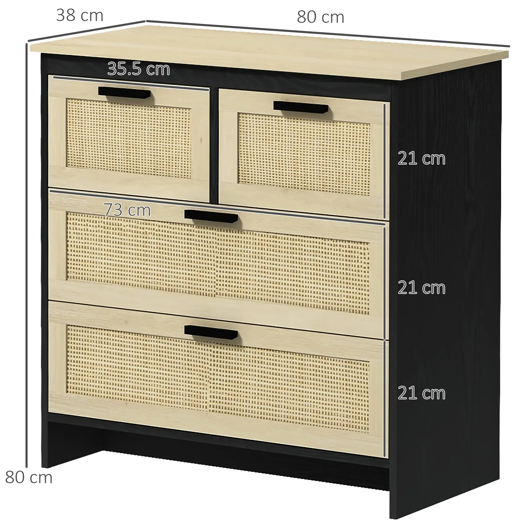 Комод Homcom 831-667V00ND (Natural/Black) - 4