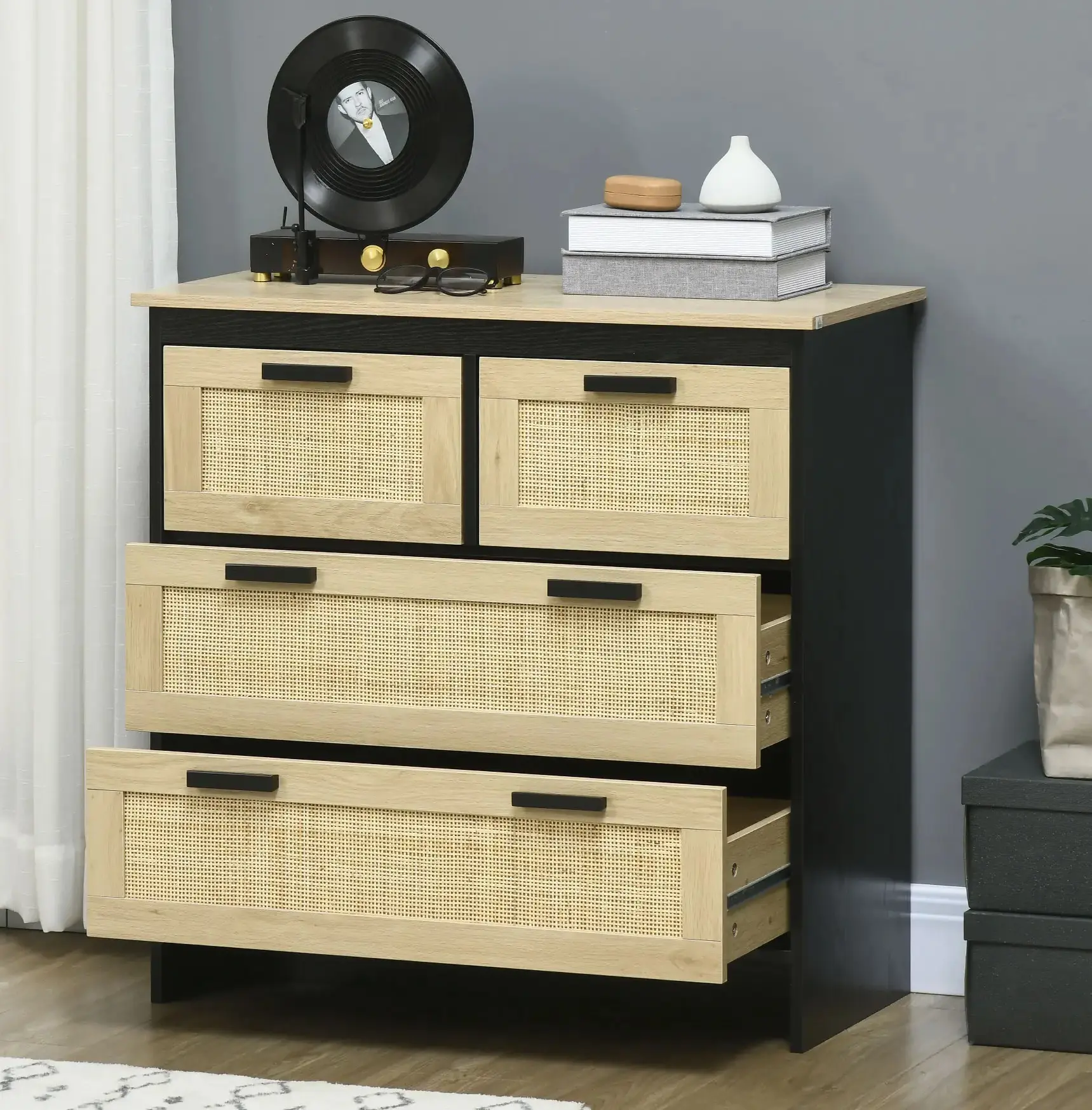 Комод Homcom 831-667V00ND (Natural/Black) - 8