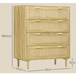 Comoda Homcom 831-751V00AK 90x45x108 cm (Oak) Thumb
