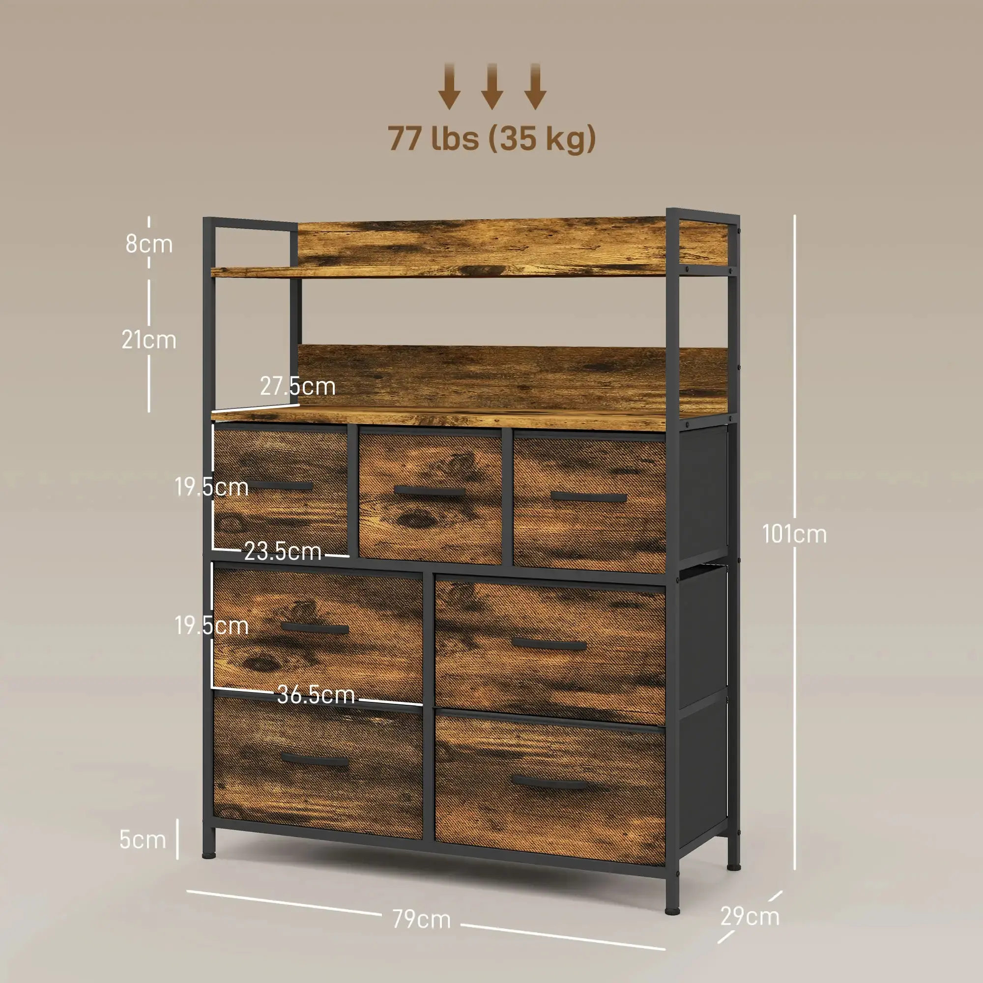 Комод Homcom 831-764V00RB (Rustic Brown) - 4