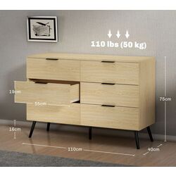 Comoda Homcom 831-785V00AK 110x40x75 cm (Natural Oak/Black) Thumb