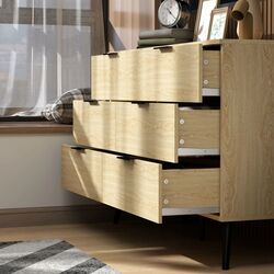 Comoda Homcom 831-785V00AK 110x40x75 cm (Natural Oak/Black) Thumb
