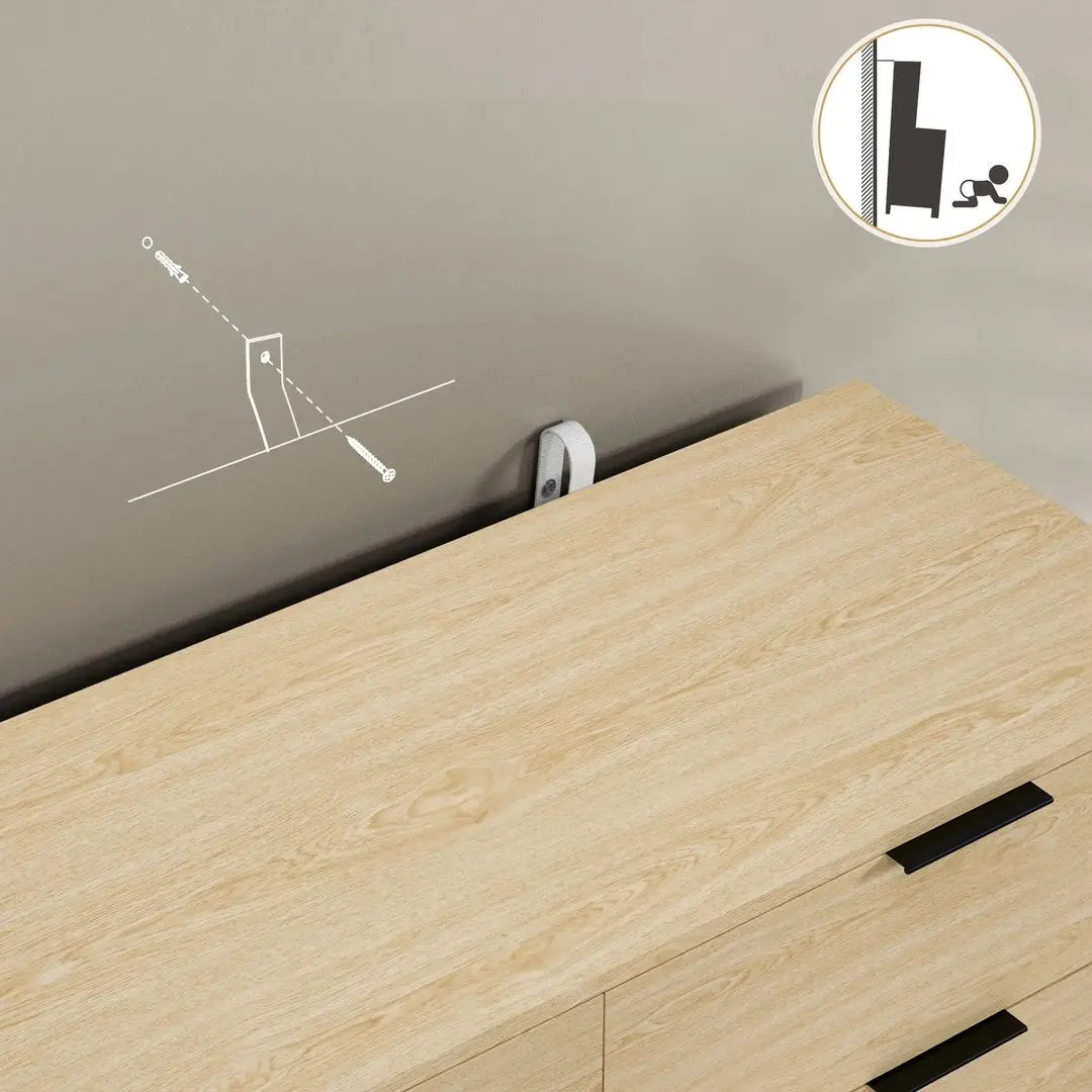 Comoda Homcom 831-785V00AK 110x40x75 cm (Natural Oak/Black) - 7