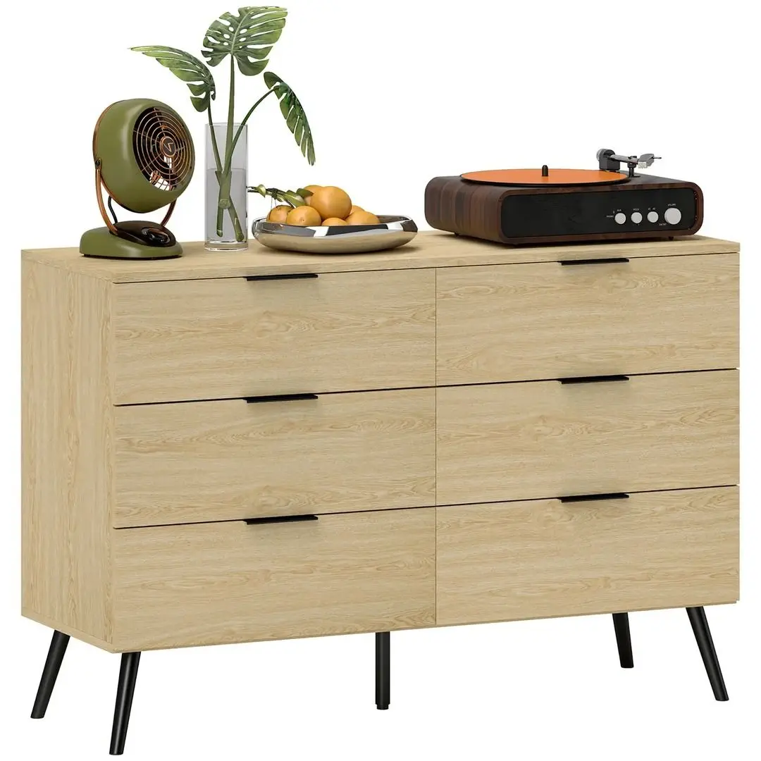 Comoda Homcom 831-785V00AK 110x40x75 cm (Natural Oak/Black) - 6