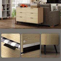 Comoda Homcom 831-785V00AK 110x40x75 cm (Natural Oak/Black) Thumb