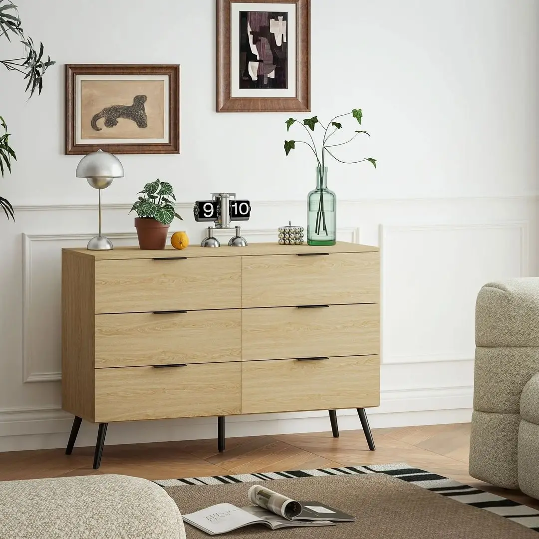 Comoda Homcom 831-785V00AK 110x40x75 cm (Natural Oak/Black) - 2