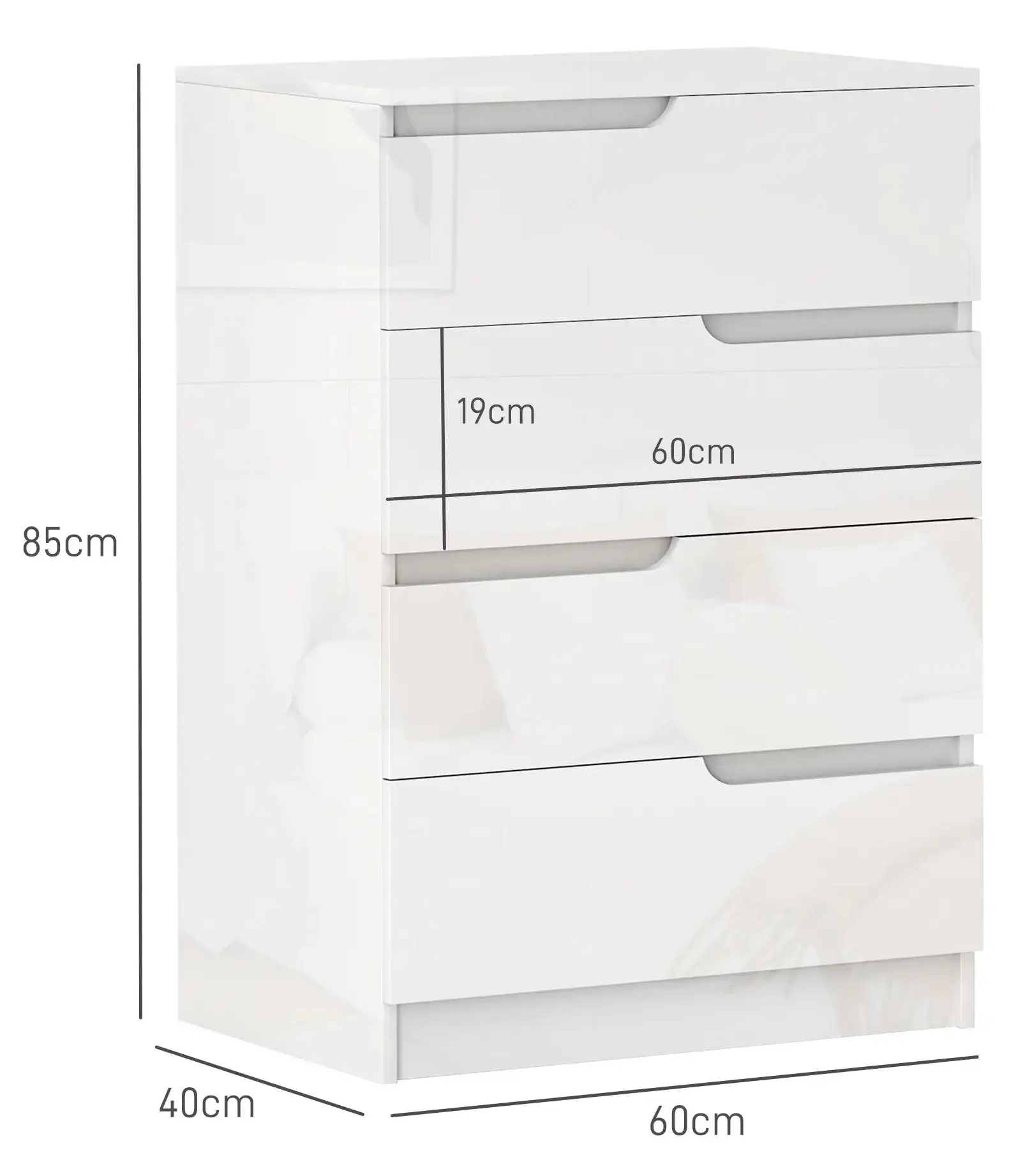 Комод Homcom 831-905V01WT (White Gloss) - 4