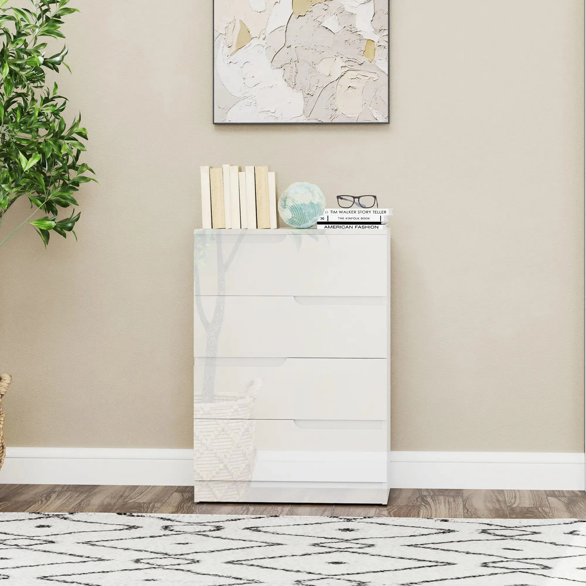 Комод Homcom 831-905V01WT (White Gloss) - 7
