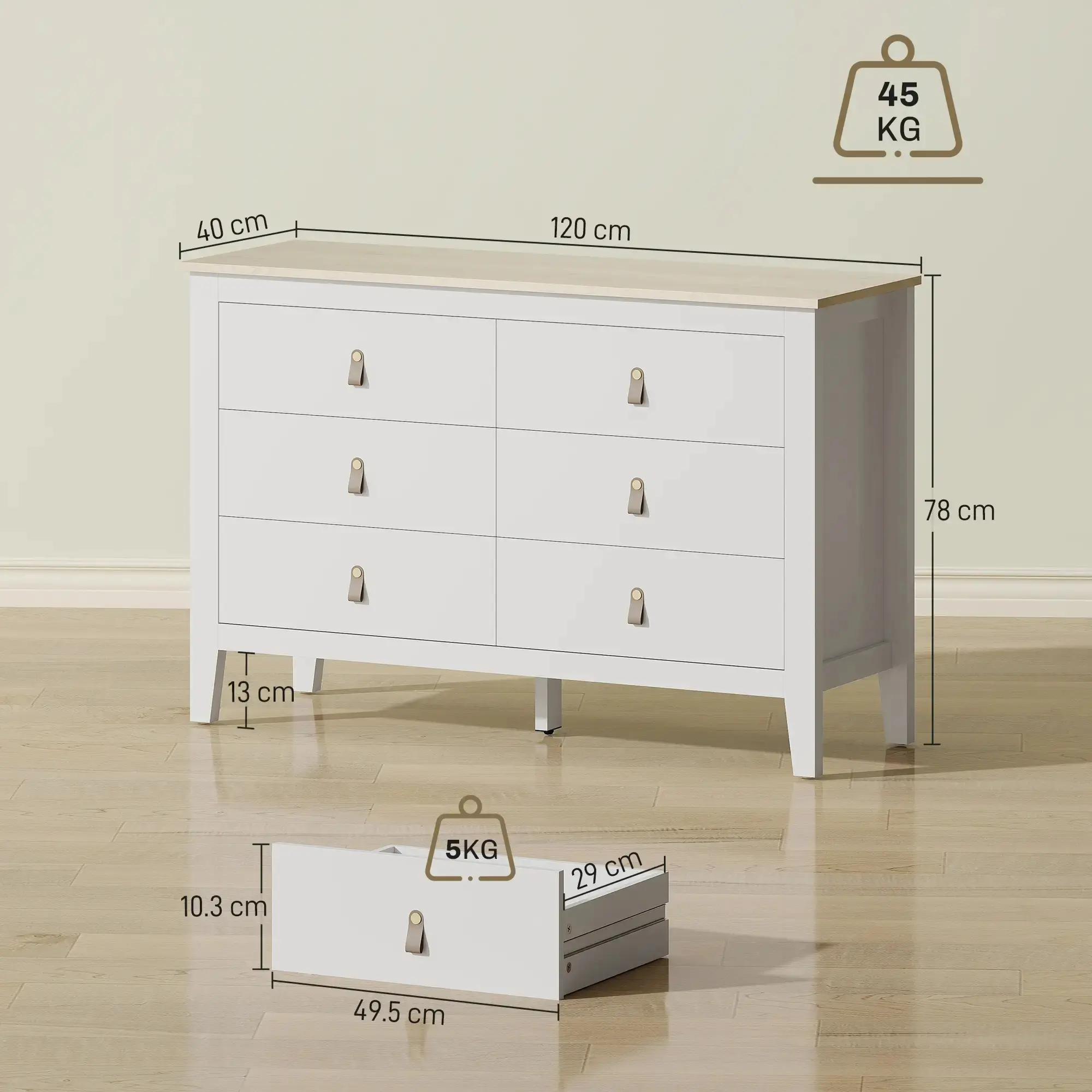Комод Homcom 831-982V02WT (White) - 6