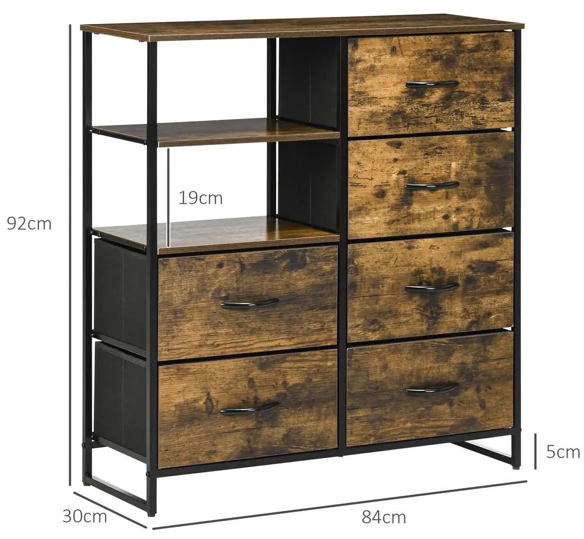 Комод Homcom 838-297V01RB 84x30x92 cm (Rustic Brown/Black)