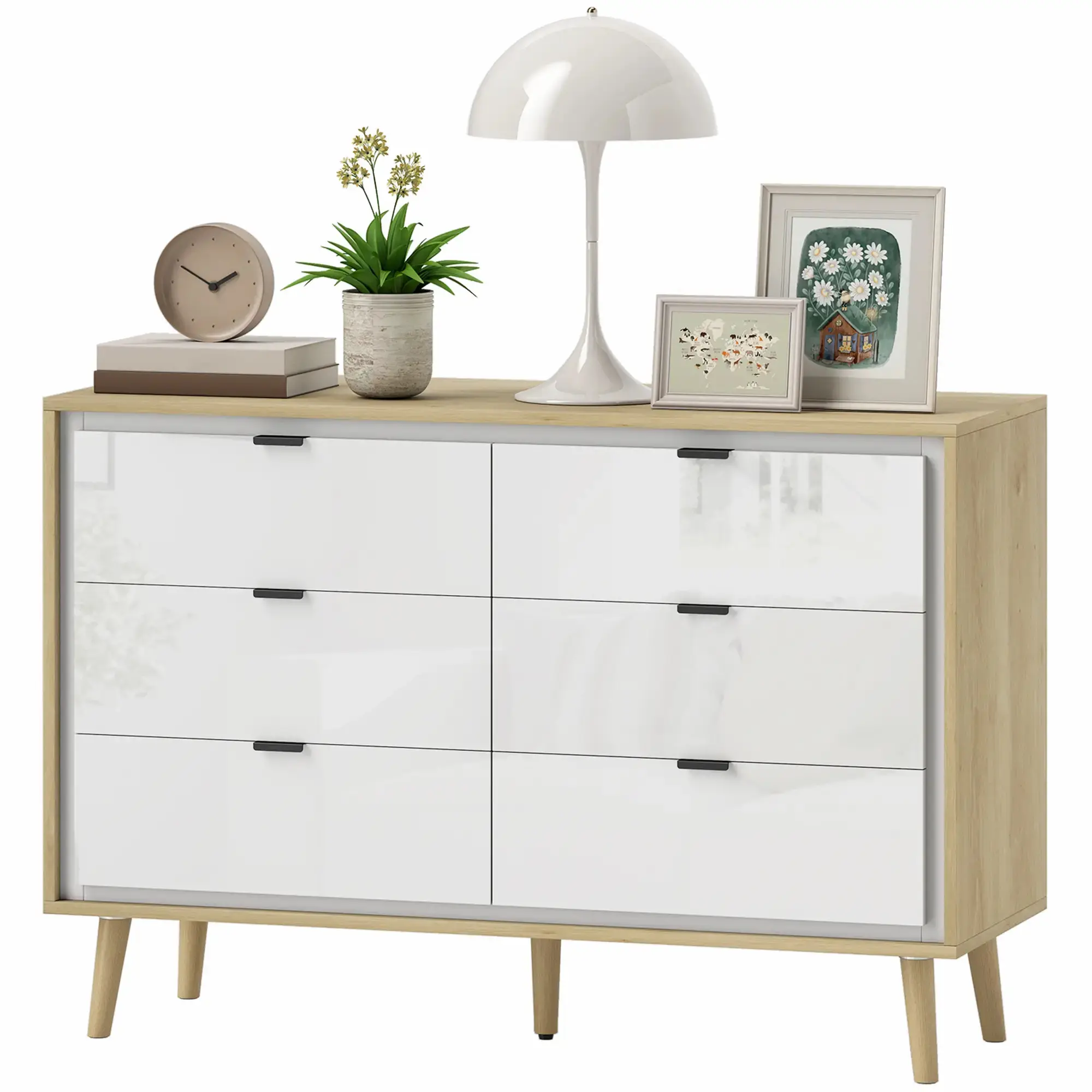 Комод Homcom 83D-081V00WT (White Gloss/Oak) - 3