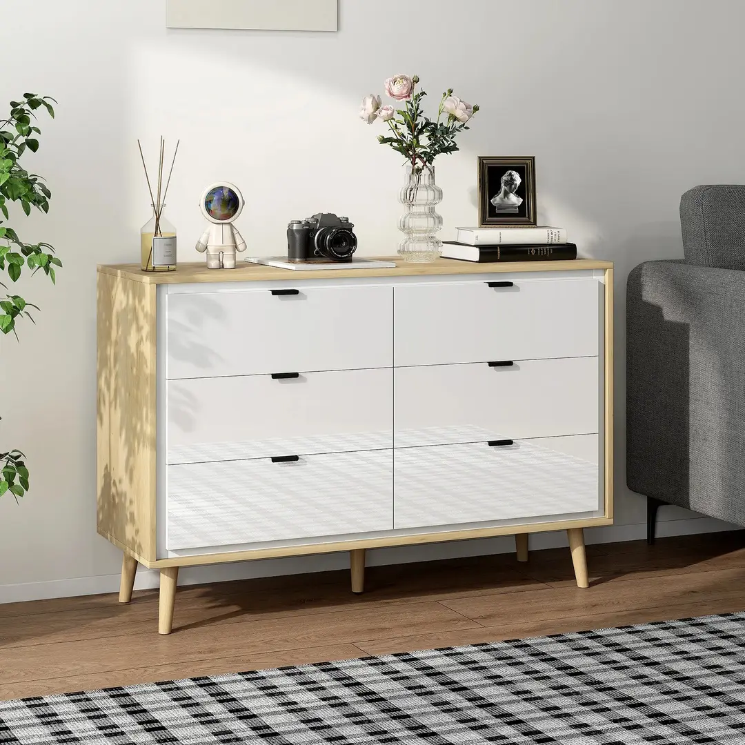 Комод Homcom 83D-081V00WT (White Gloss/Oak)