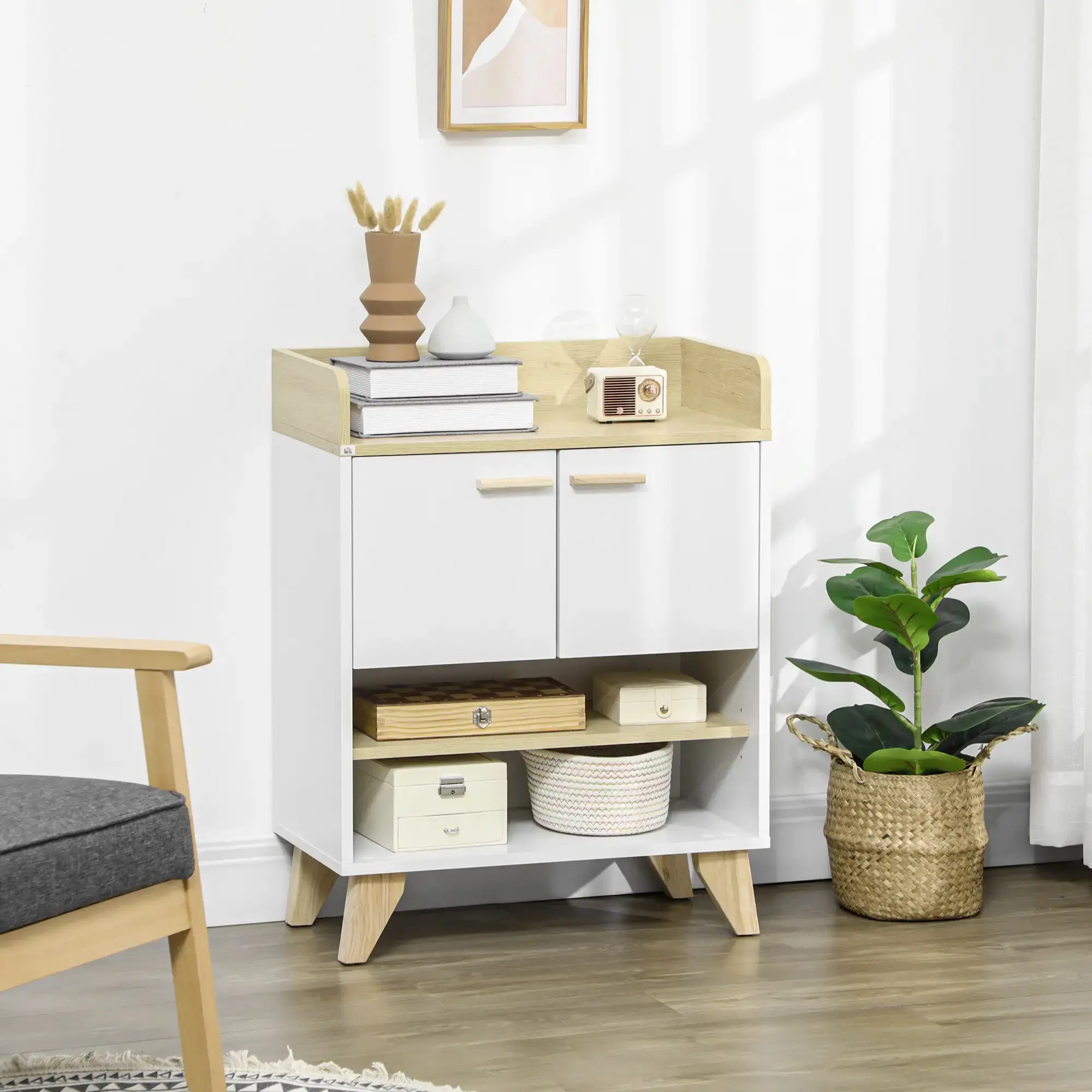 Tumba Homcom 837-168 (Natural Wood/White) - 3