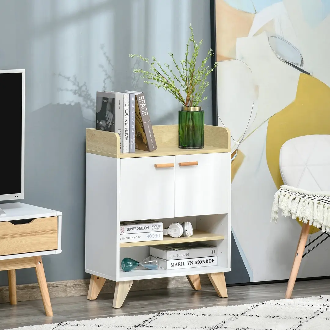 Tumba Homcom 837-168 (Natural Wood/White)