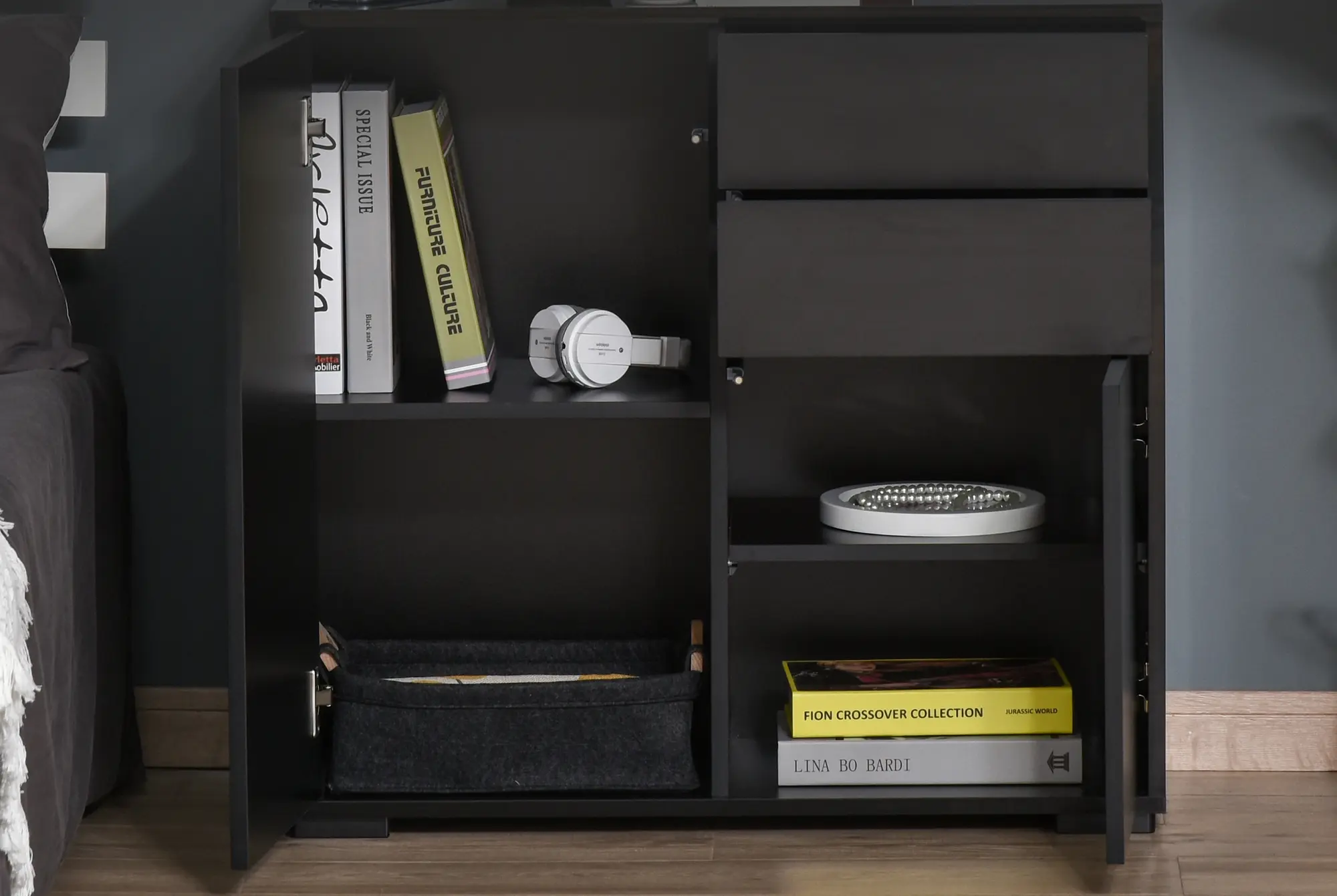 Тумба Homcom 838-075BK (Black/Black Gloss) - 4