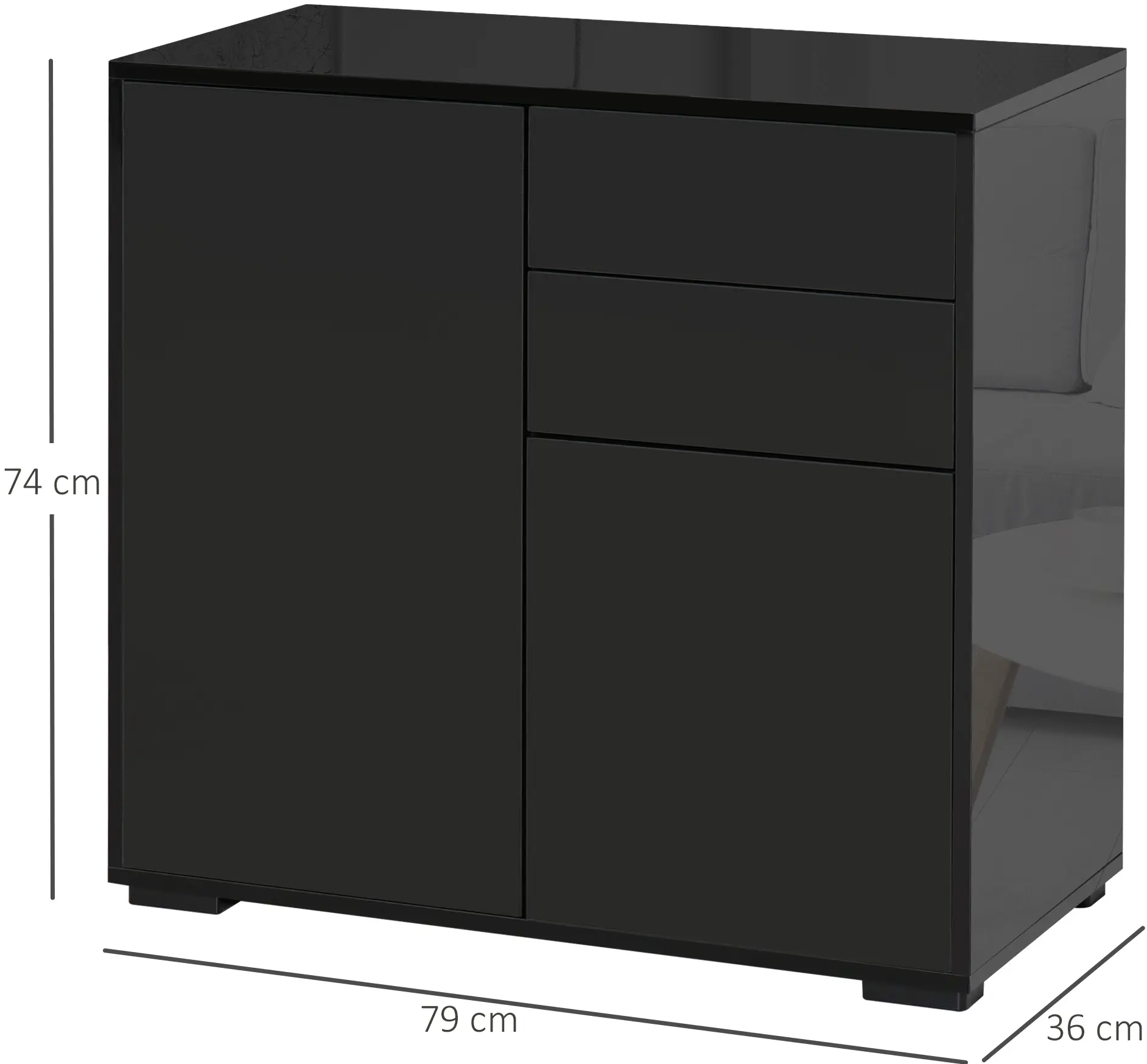 Тумба Homcom 838-075BK (Black/Black Gloss) - 6