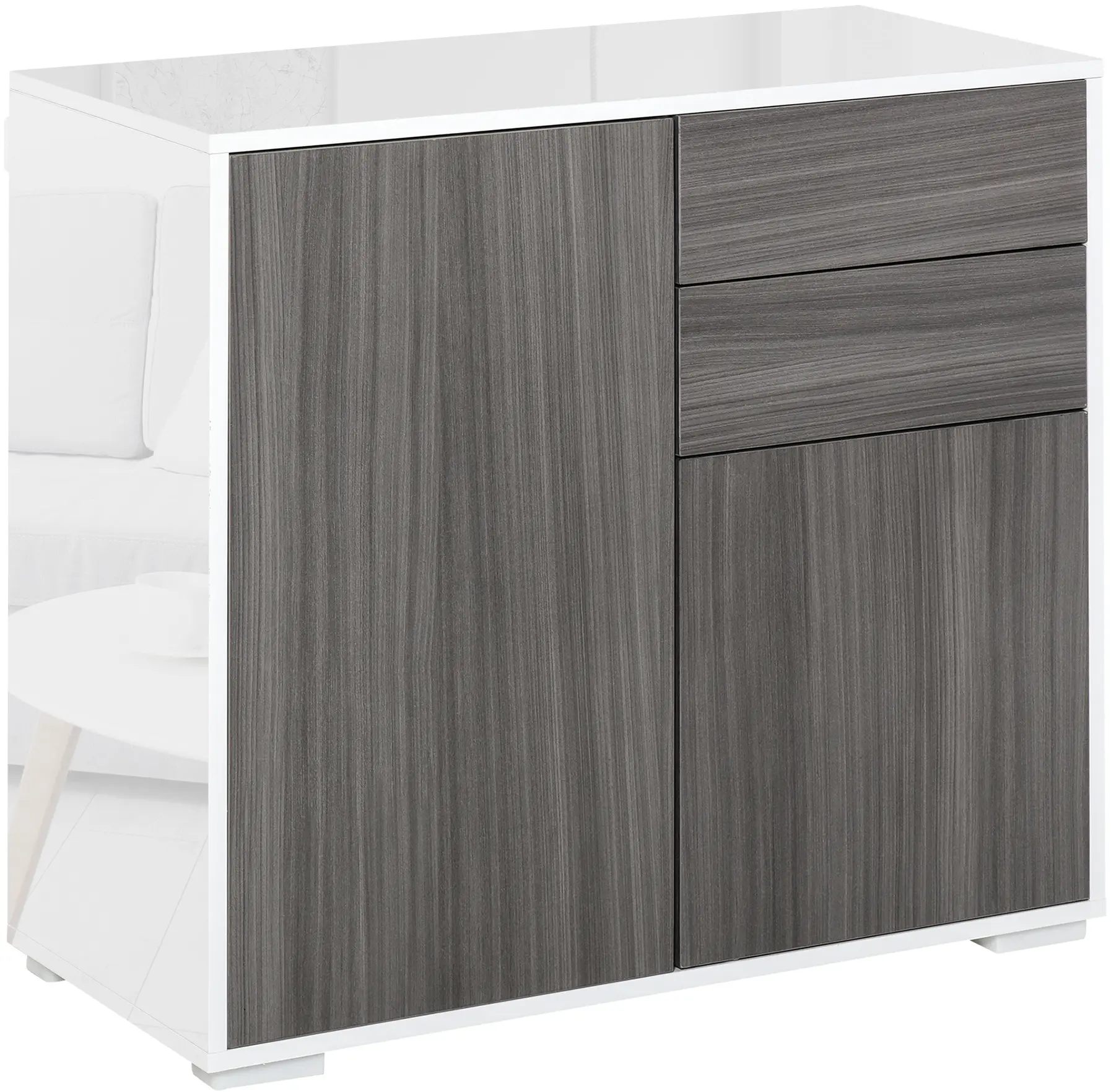 Тумба Homcom 838-075GY (Light Grey/White Gloss) - 2