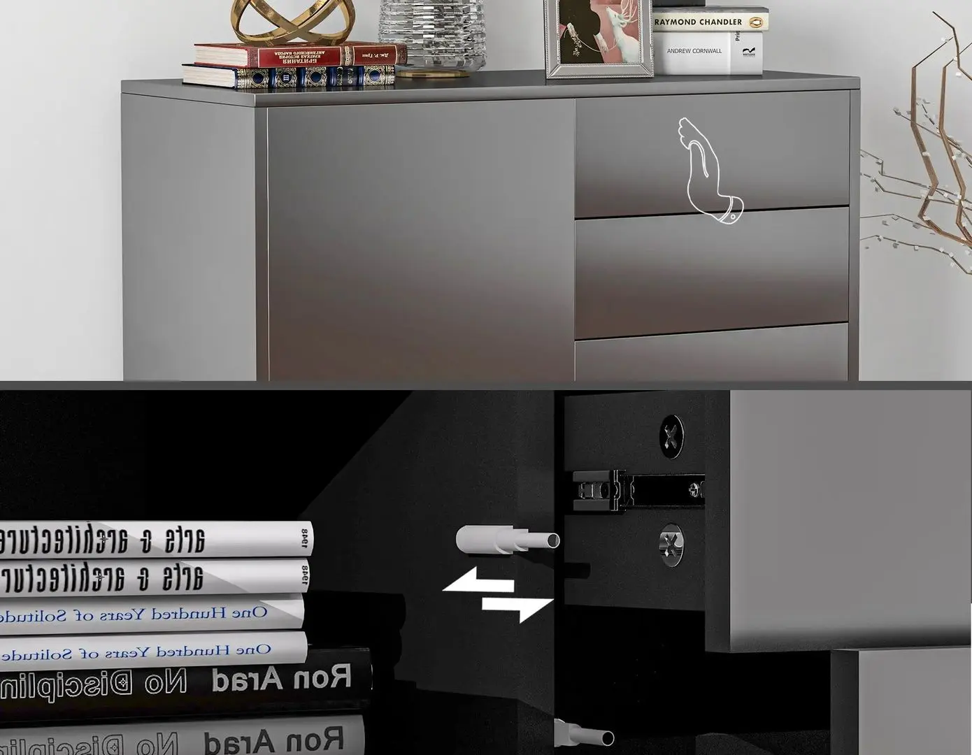 Тумба Homcom 838-075V80BK 79x36x74 cm (Black Gloss) - 3