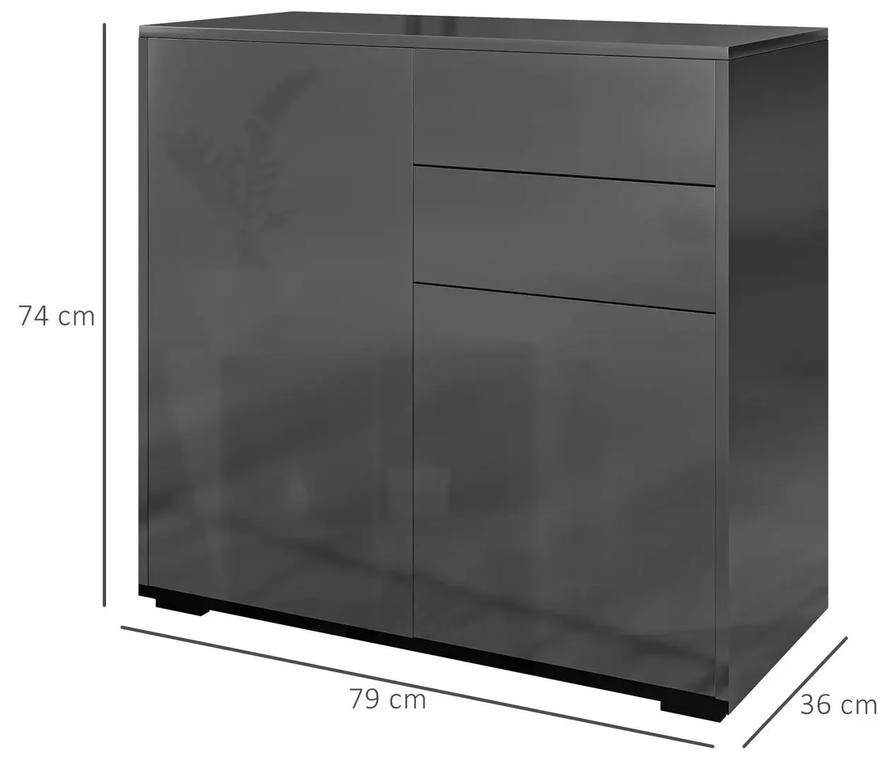 Тумба Homcom 838-075V80BK 79x36x74 cm (Black Gloss) - 5