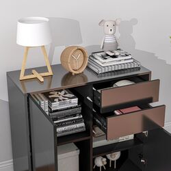 Тумба Homcom 838-075V80BK 79x36x74 cm (Black Gloss) Thumb