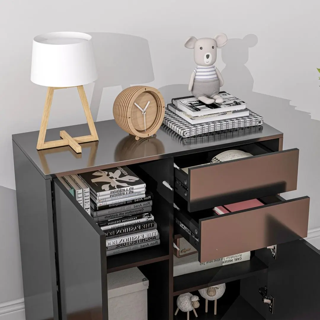 Тумба Homcom 838-075V80BK 79x36x74 cm (Black Gloss) - 7