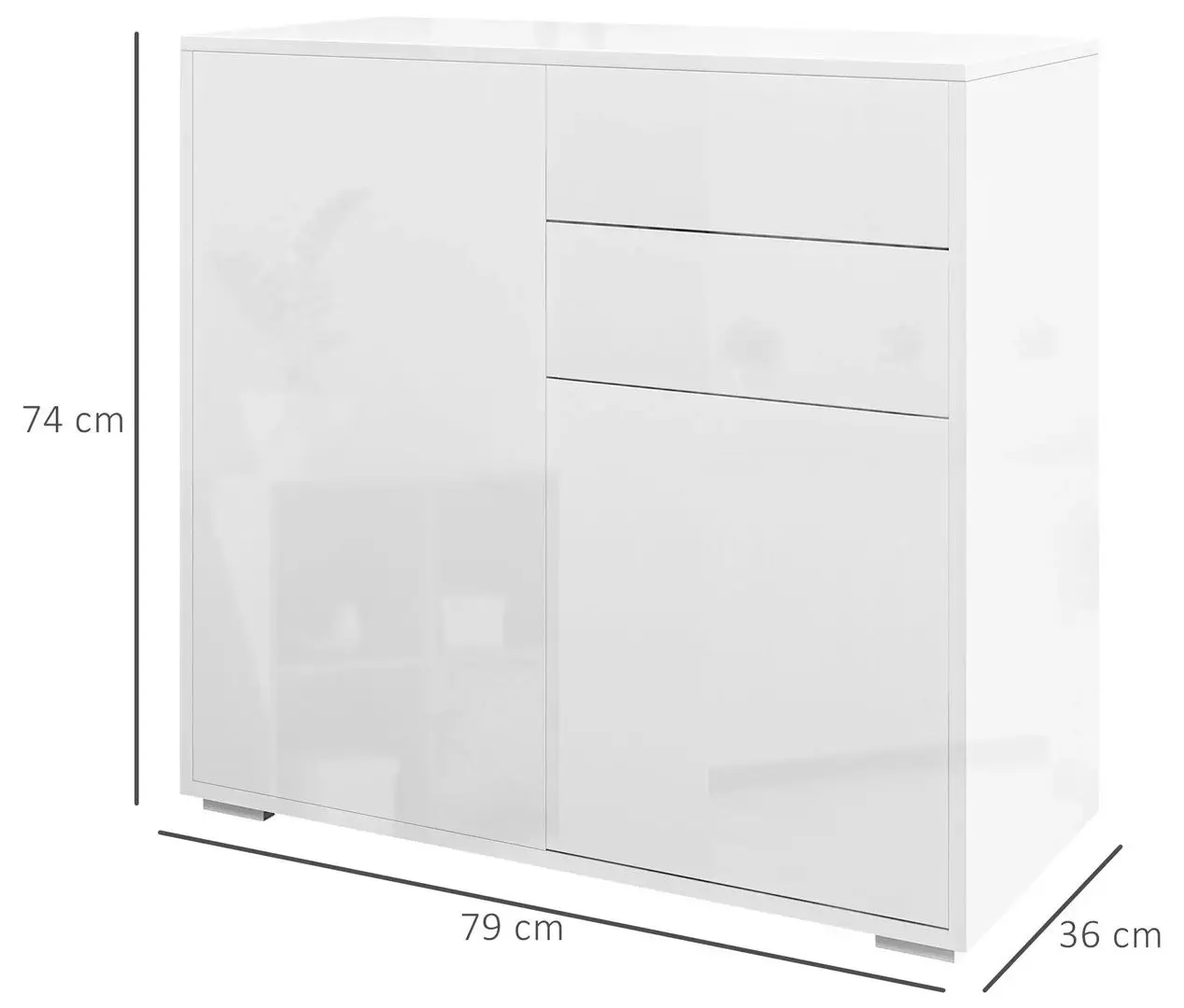Tumba Homcom 838-075V80WT 79x36x74 cm (White Gloss)