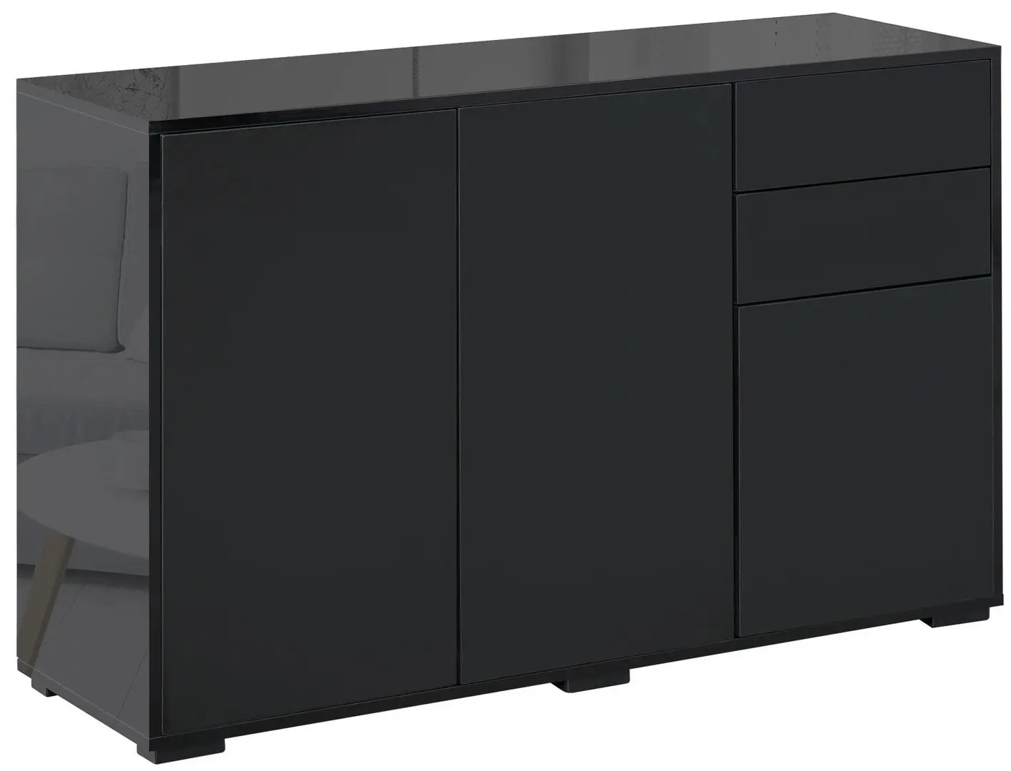 Tumba Homcom 838-077BK 117x36x74 cm (Black/Black Gloss) - 3