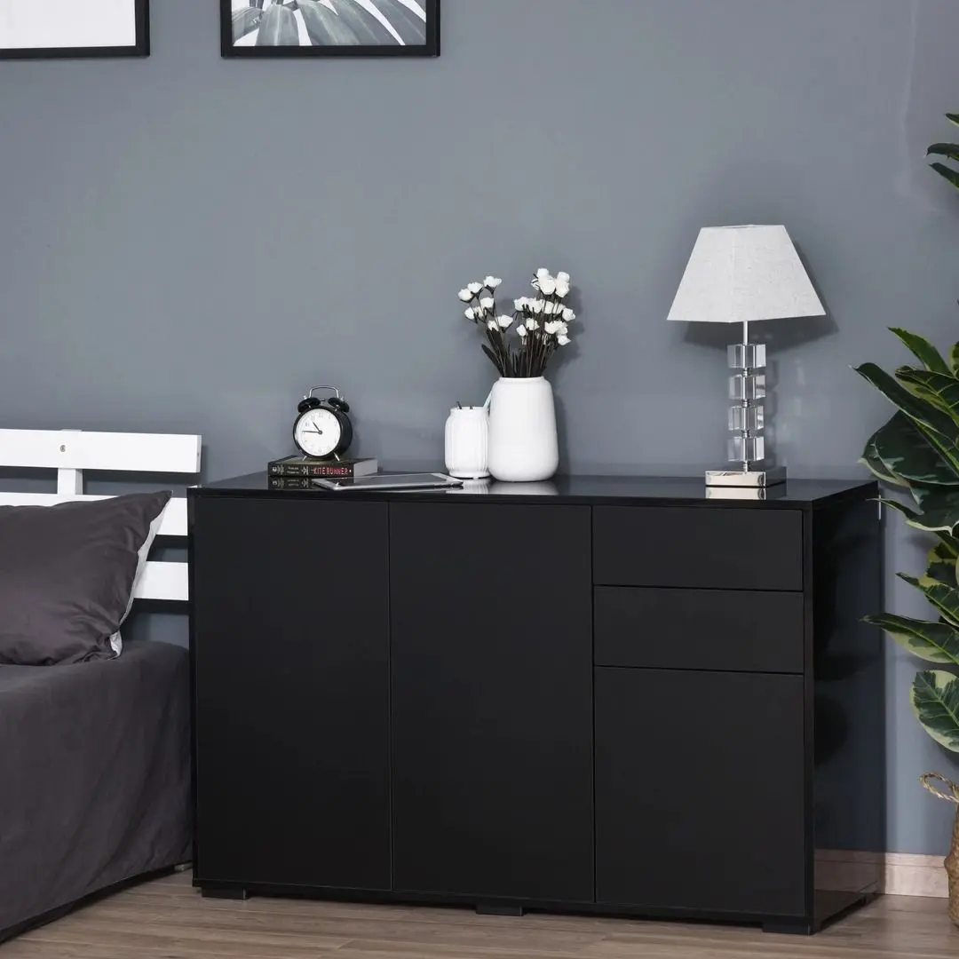 Tumba Homcom 838-077BK 117x36x74 cm (Black/Black Gloss)