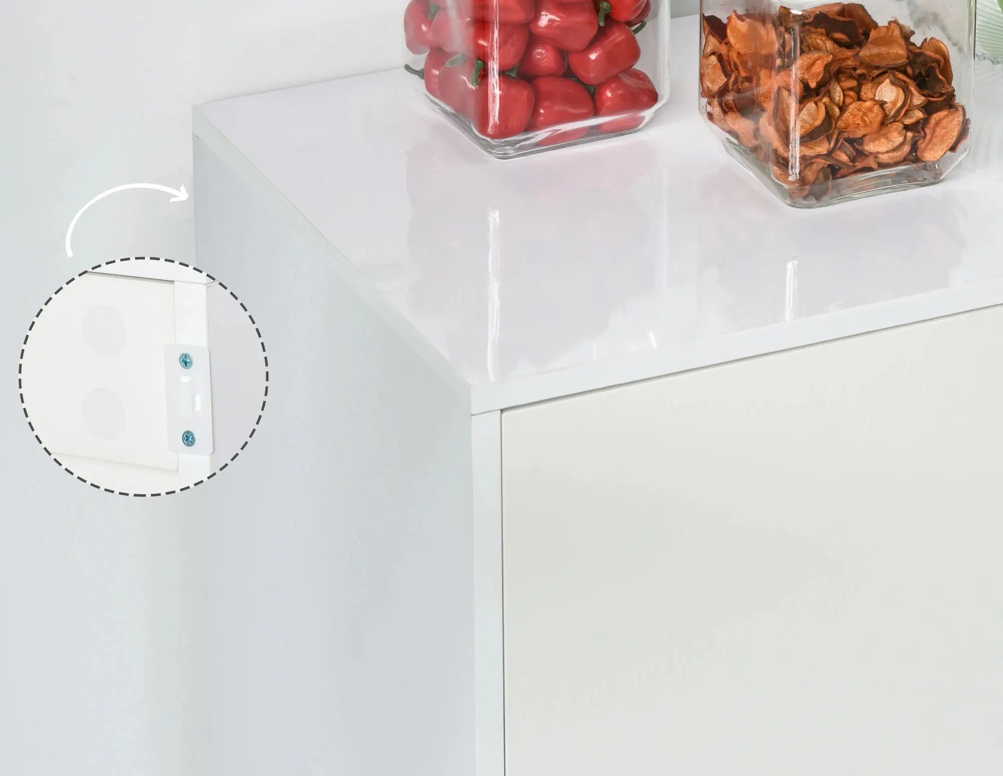 Tumba Homcom 838-077CW (White/White Gloss) - 3