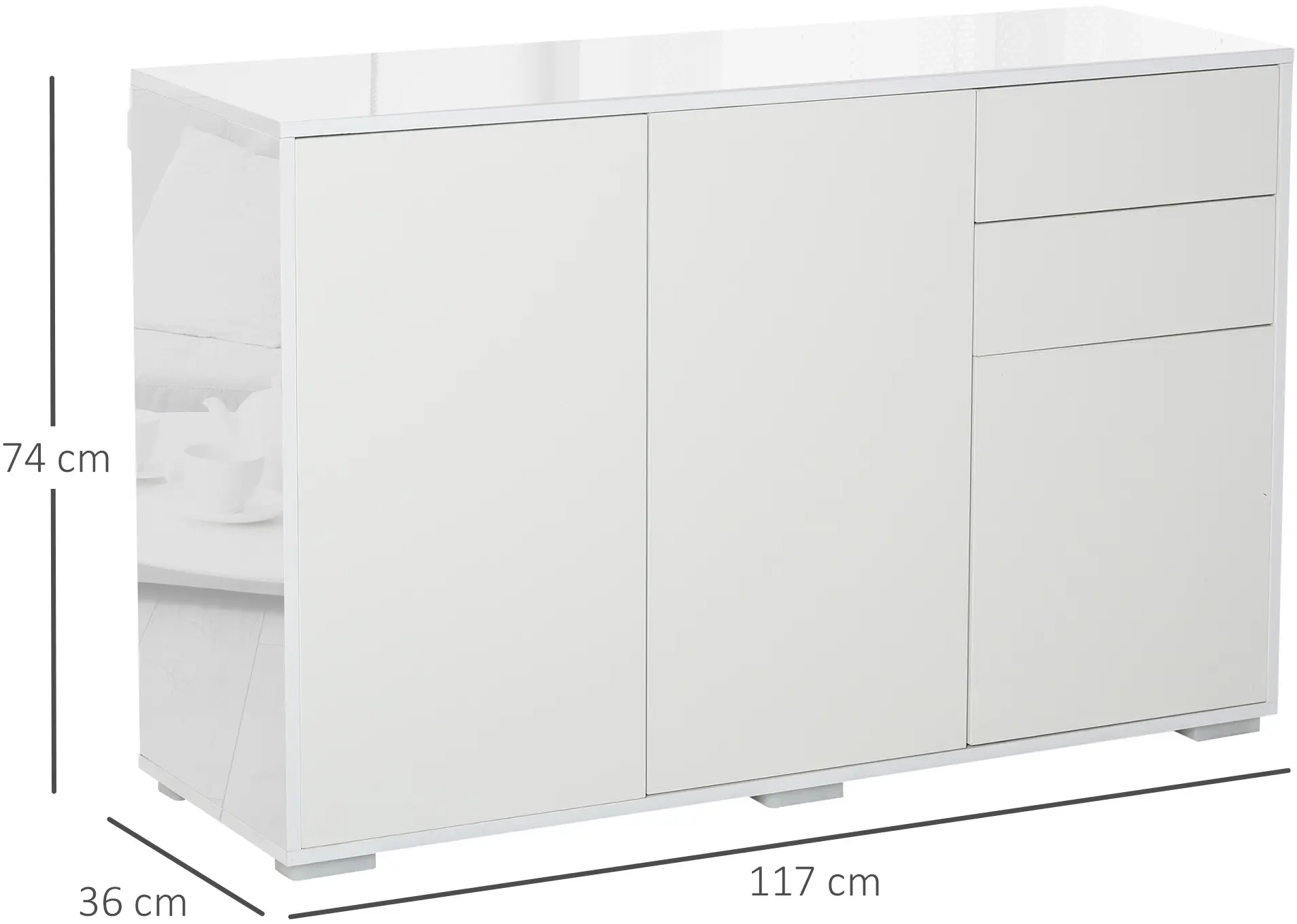 Tumba Homcom 838-077CW (White/White Gloss) - 7